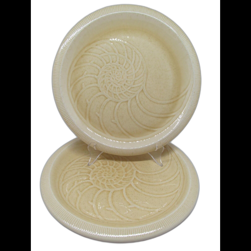 Franciscan Sea Sculptures Sand "The Nautilus" Set Of Two 10 1/2" Dinner Plates